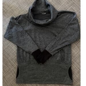 ATHLETA Batwing & Robin Cowl Neck Knit Sweatshirt Charcoal Gray  L Sporty Prep
